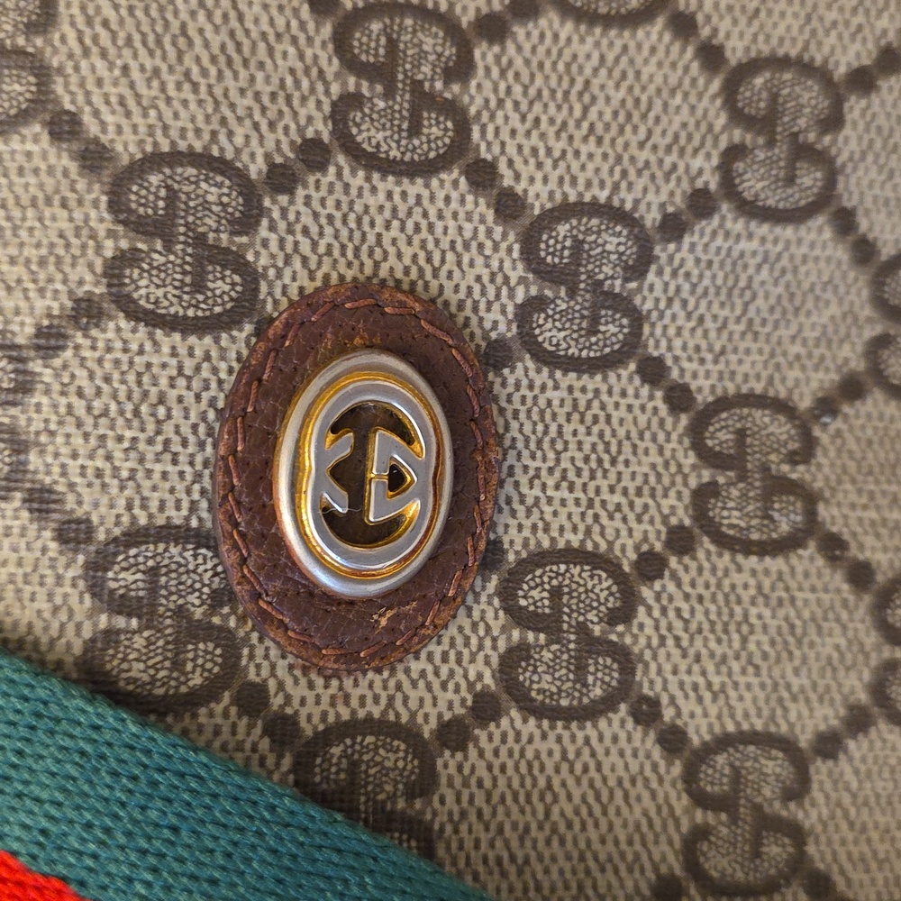 Gucci GG Supreme Zip Bag Clutch Pouch Crossbody Strap Vintage - Picture 7 of 16